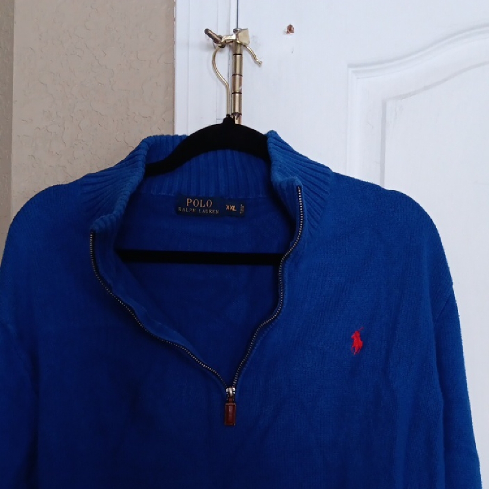 Polo by Ralph Lauren Men's Royal Blue Zip-Up Sweater
